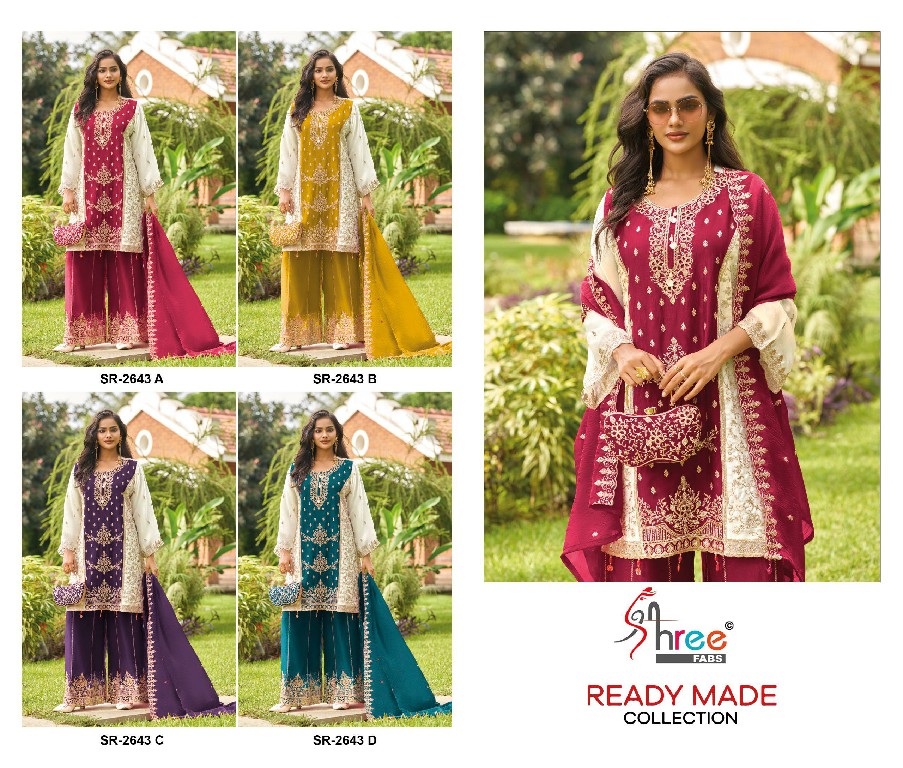 SHREE FABS R-2643 WHOLESALE READYMADE GUCHHI SATIN PREMIUM SILK WITH WORK 3 PCS SUITS EXPORTER