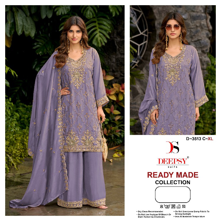DEEPSY D.NO 3513 WHOLESALE READYMADE PURE VISCOSE TISSUE SILK BEATS WORK 3 PCS SUITS SUPPLIER