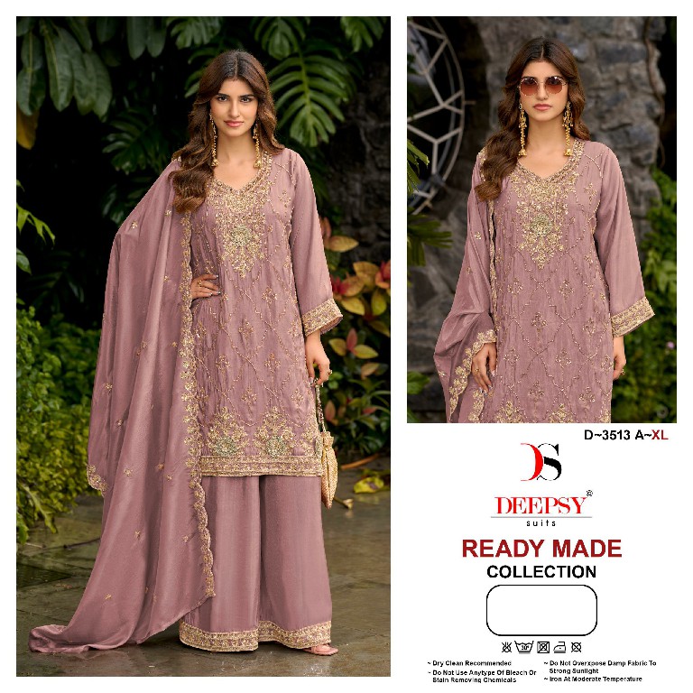DEEPSY D.NO 3513 WHOLESALE READYMADE PURE VISCOSE TISSUE SILK BEATS WORK 3 PCS SUITS SUPPLIER