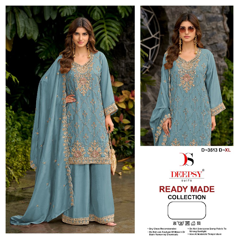 DEEPSY D.NO 3513 WHOLESALE READYMADE PURE VISCOSE TISSUE SILK BEATS WORK 3 PCS SUITS SUPPLIER