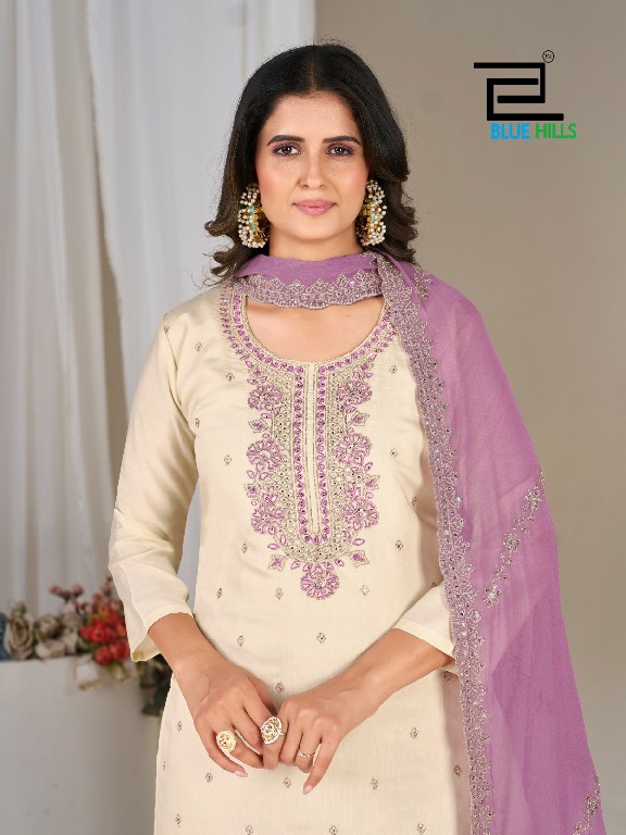 BLUE HILLS TANISHK WHOLESALE READYMADE ROMAN SILK WITH WORK BIG SIZE 3 PCS COMBO SET SUITS EXPORTER