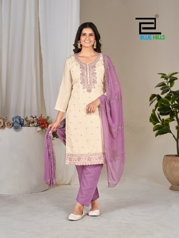 BLUE HILLS TANISHK WHOLESALE READYMADE ROMAN SILK WITH WORK BIG SIZE 3 PCS COMBO SET SUITS EXPORTER