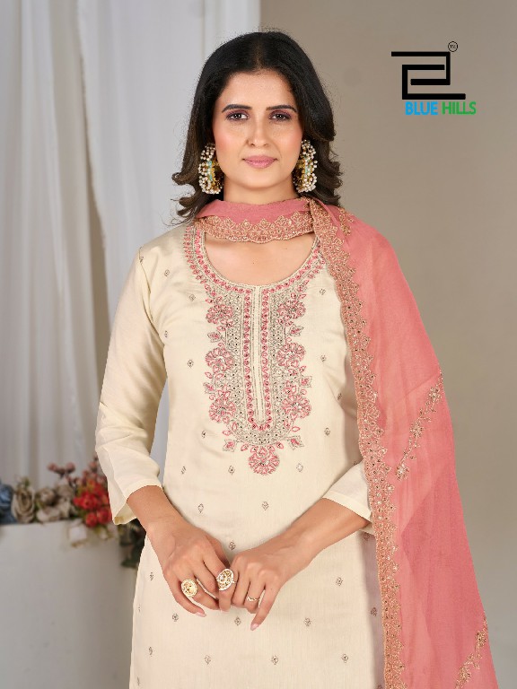 BLUE HILLS TANISHK WHOLESALE READYMADE ROMAN SILK WITH WORK BIG SIZE 3 PCS COMBO SET SUITS EXPORTER