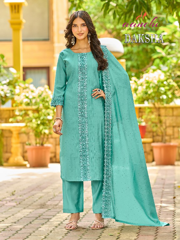 AANCHI DAKSHA WHOLESALE READYMADE ROMAN SILK LATEST FASHION 3 PCS SUITS SUPPLIER