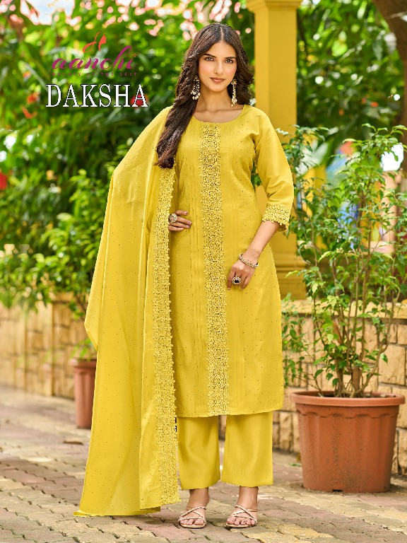 AANCHI DAKSHA WHOLESALE READYMADE ROMAN SILK LATEST FASHION 3 PCS SUITS SUPPLIER