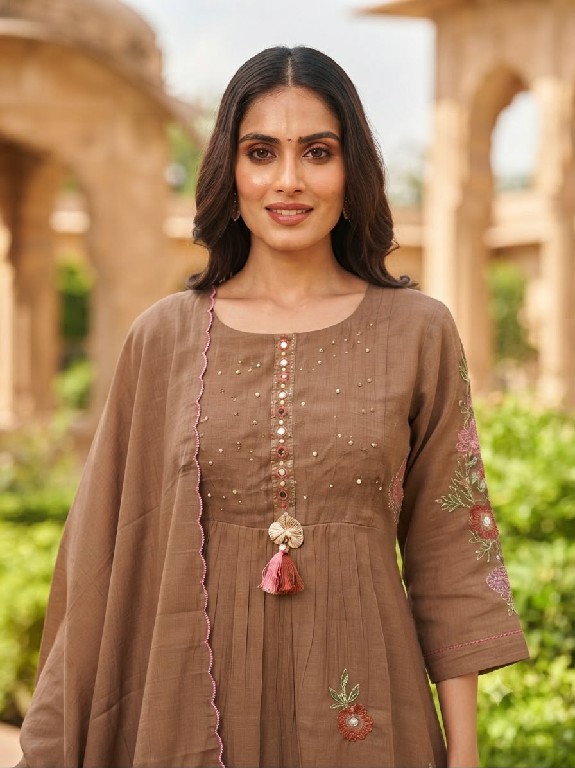 VITARA FASHION KESARI WHOLESALE READYMADE MAL CHANDERI EMBROIDERED 3 PCS COMBO SET SUITS EXPORTER