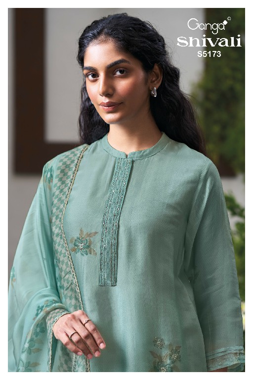 GANGA SHIVALI S5173 WHOLESALE PURE BEMBERG SILK CLASSIC UNSTITCH SALWAR SUITS SUPPLIER