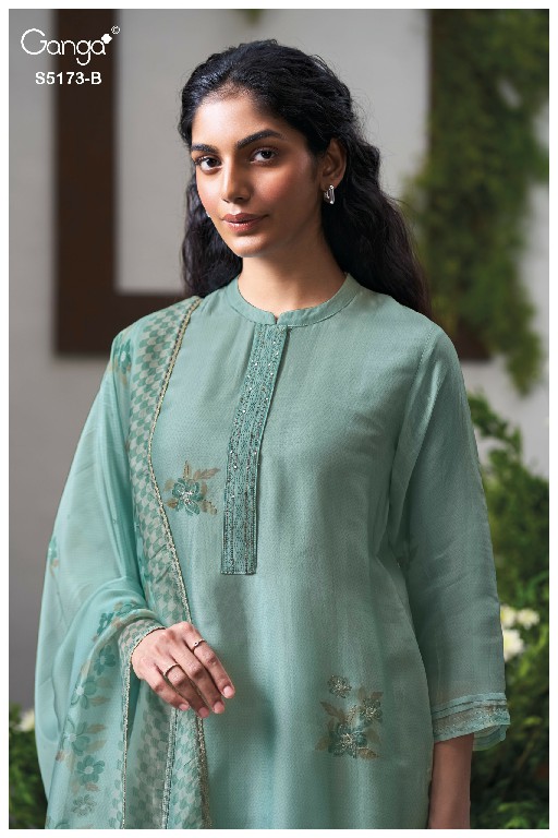 GANGA SHIVALI S5173 WHOLESALE PURE BEMBERG SILK CLASSIC UNSTITCH SALWAR SUITS SUPPLIER