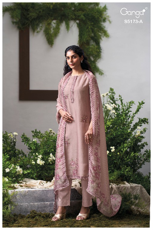 GANGA SHIVALI S5173 WHOLESALE PURE BEMBERG SILK CLASSIC UNSTITCH SALWAR SUITS SUPPLIER
