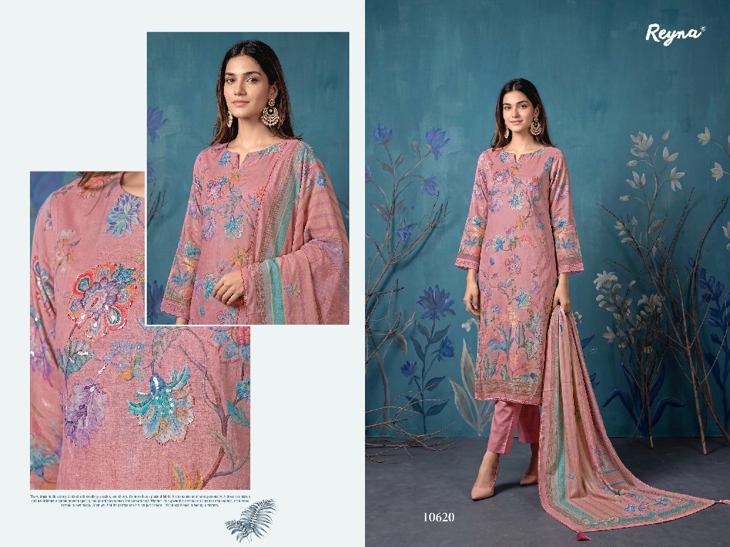 REYNA GARDEN MIST WHOLESALE PURE HABUTAI ORGANZA SILK ELEGANT UNSTITCH SALWAR SUITS FOR EXPORT
