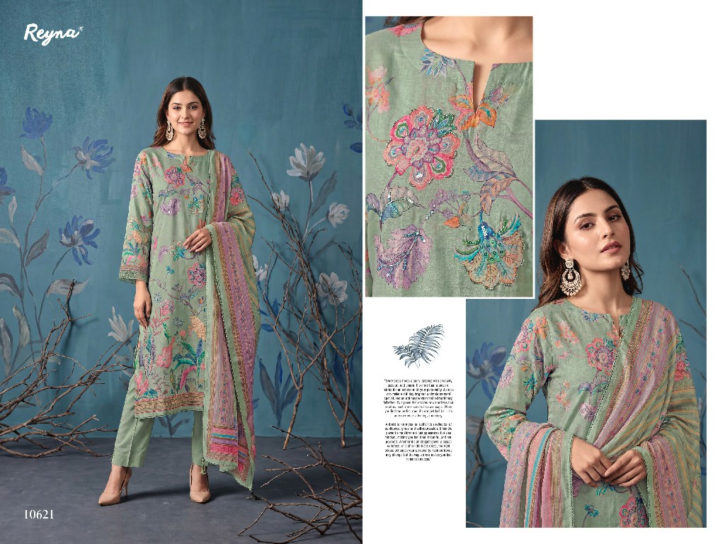 REYNA GARDEN MIST WHOLESALE PURE HABUTAI ORGANZA SILK ELEGANT UNSTITCH SALWAR SUITS FOR EXPORT