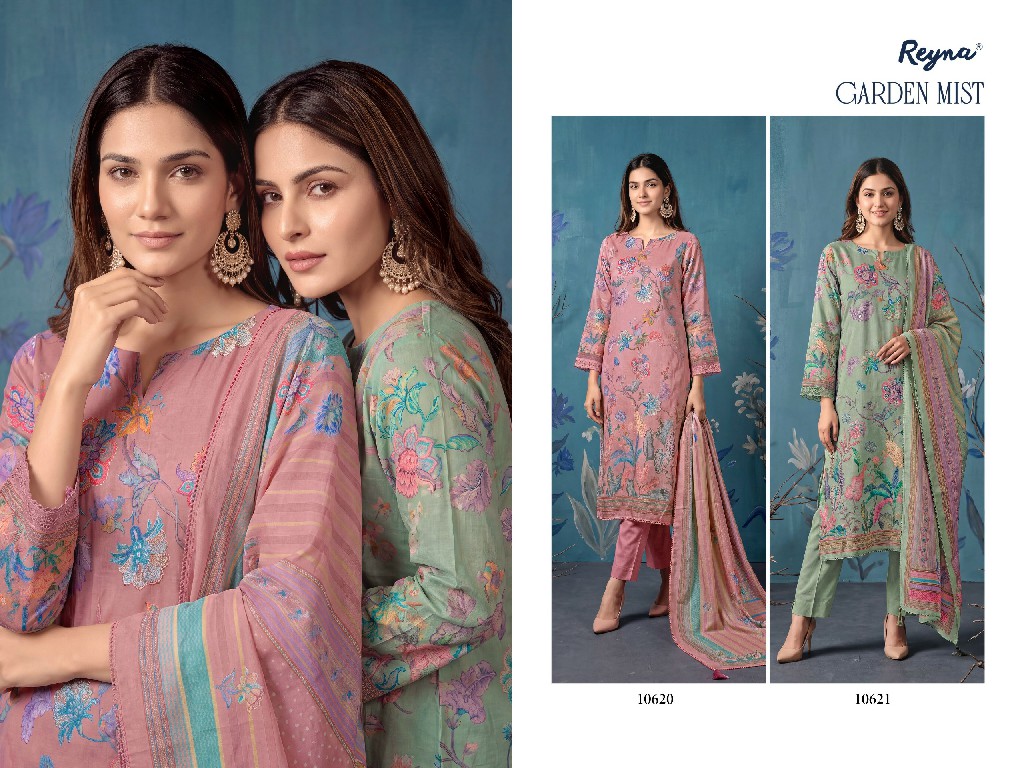 REYNA GARDEN MIST WHOLESALE PURE HABUTAI ORGANZA SILK ELEGANT UNSTITCH SALWAR SUITS FOR EXPORT