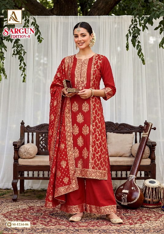 ALOK SUIT SARGUN VOL 8 WHOLESALE VISCISE MUSLIN DESIGNER CONCEPT UNSTITCH SALWAR SUITS EXPORTER