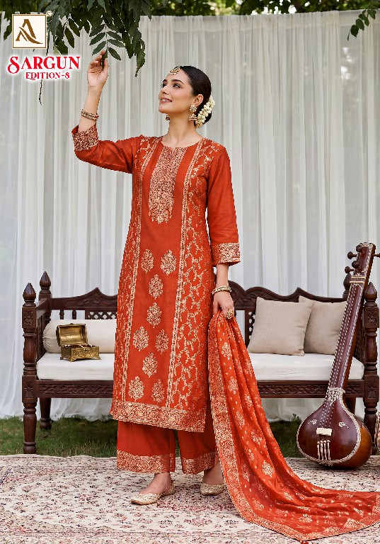 ALOK SUIT SARGUN VOL 8 WHOLESALE VISCISE MUSLIN DESIGNER CONCEPT UNSTITCH SALWAR SUITS EXPORTER