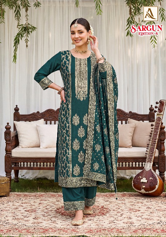 ALOK SUIT SARGUN VOL 8 WHOLESALE VISCISE MUSLIN DESIGNER CONCEPT UNSTITCH SALWAR SUITS EXPORTER