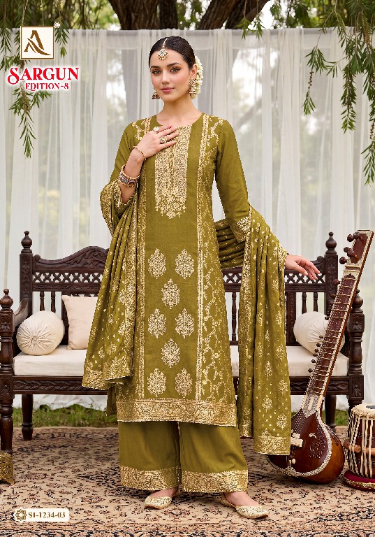ALOK SUIT SARGUN VOL 8 WHOLESALE VISCISE MUSLIN DESIGNER CONCEPT UNSTITCH SALWAR SUITS EXPORTER
