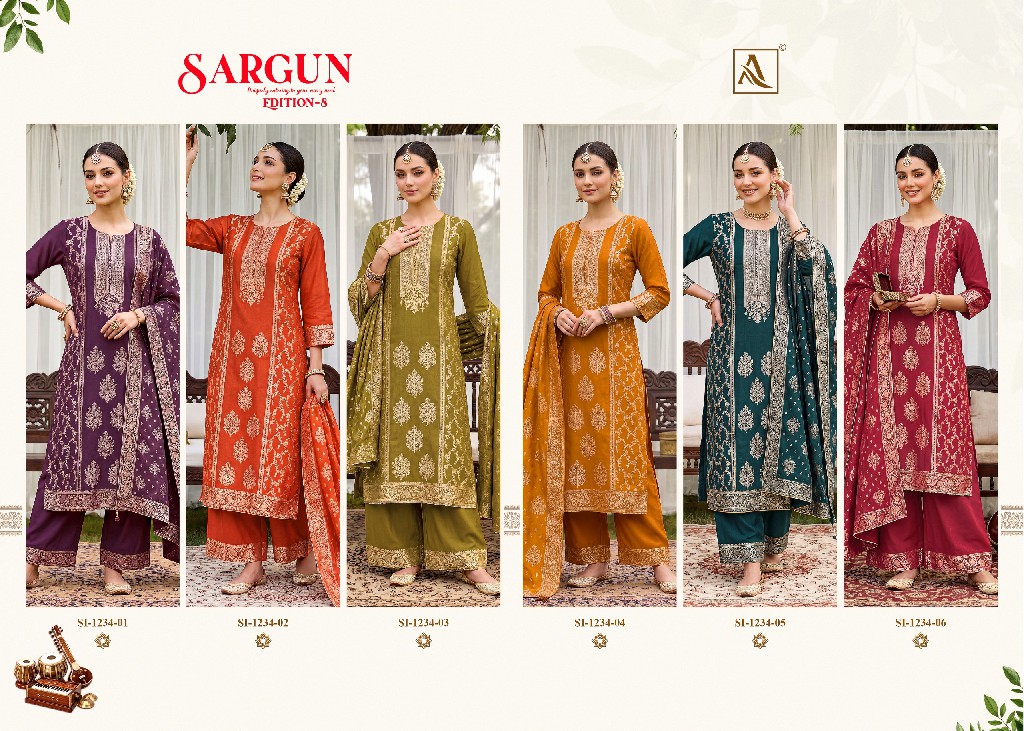 ALOK SUIT SARGUN VOL 8 WHOLESALE VISCISE MUSLIN DESIGNER CONCEPT UNSTITCH SALWAR SUITS EXPORTER