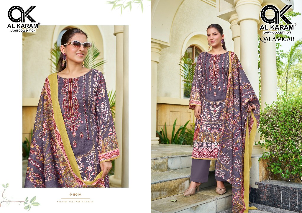 AL KARAM QALAMKAR WHOLESALE PURE COTTON EXCLUSIVE DESIGN UNSTITCH SALWAR SUITS SUPPLIER