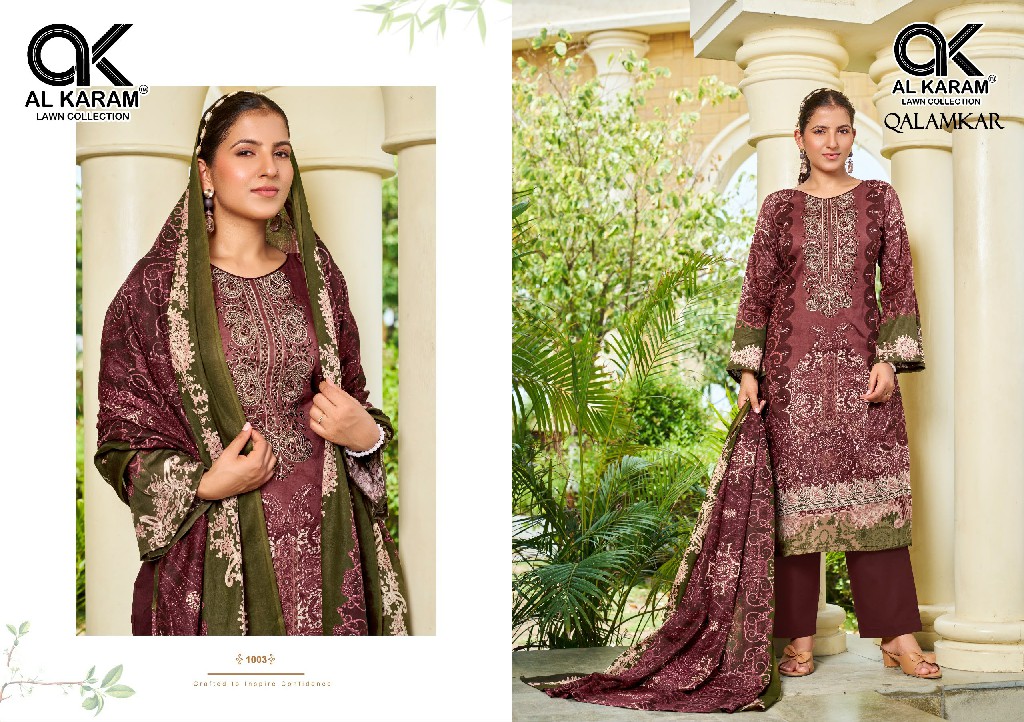AL KARAM QALAMKAR WHOLESALE PURE COTTON EXCLUSIVE DESIGN UNSTITCH SALWAR SUITS SUPPLIER