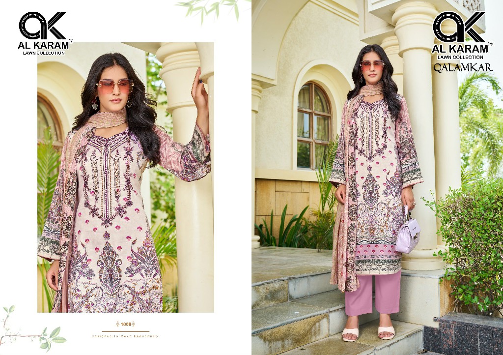 AL KARAM QALAMKAR WHOLESALE PURE COTTON EXCLUSIVE DESIGN UNSTITCH SALWAR SUITS SUPPLIER