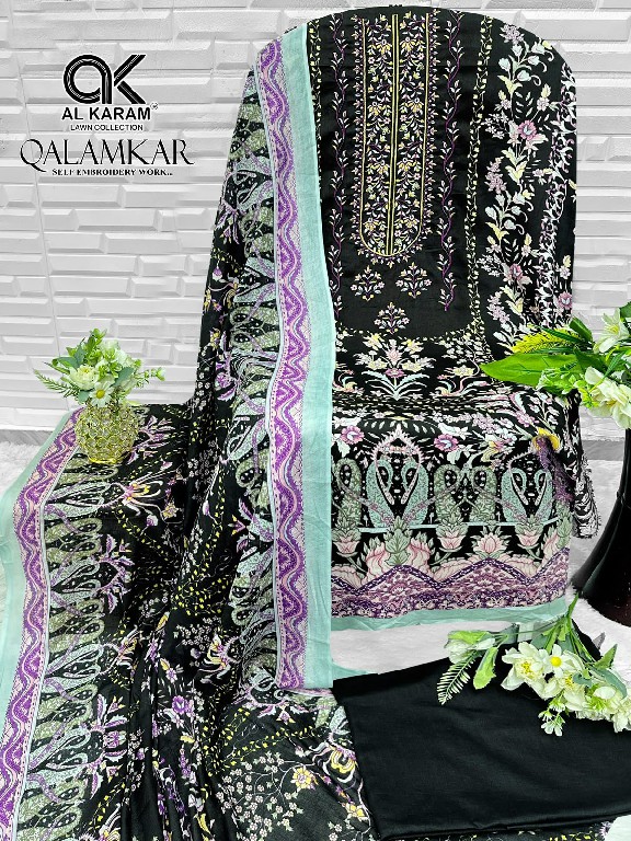 AL KARAM QALAMKAR WHOLESALE PURE COTTON EXCLUSIVE DESIGN UNSTITCH SALWAR SUITS SUPPLIER