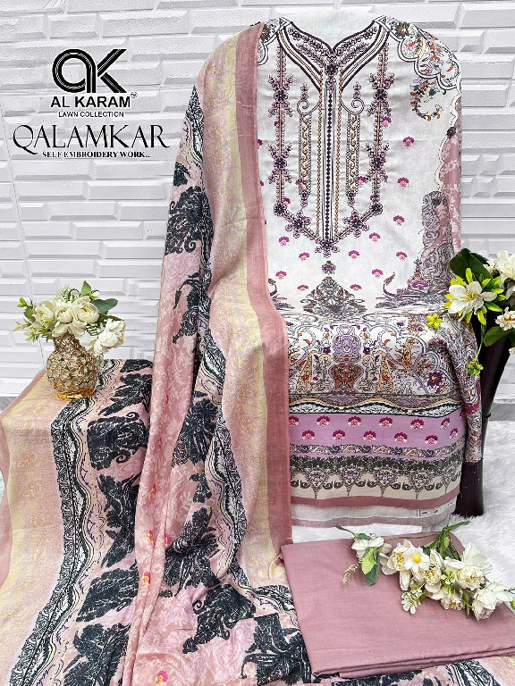 AL KARAM QALAMKAR WHOLESALE PURE COTTON EXCLUSIVE DESIGN UNSTITCH SALWAR SUITS SUPPLIER