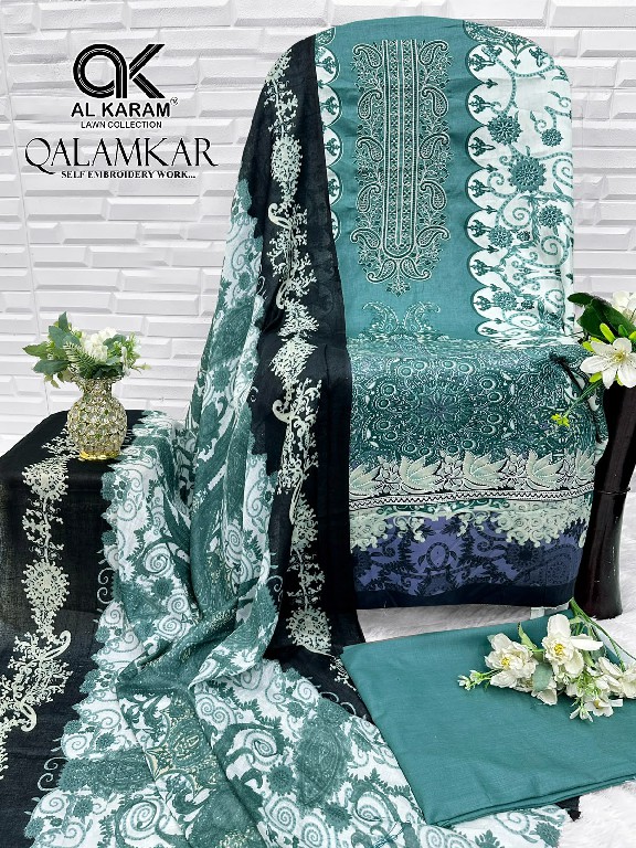 AL KARAM QALAMKAR WHOLESALE PURE COTTON EXCLUSIVE DESIGN UNSTITCH SALWAR SUITS SUPPLIER
