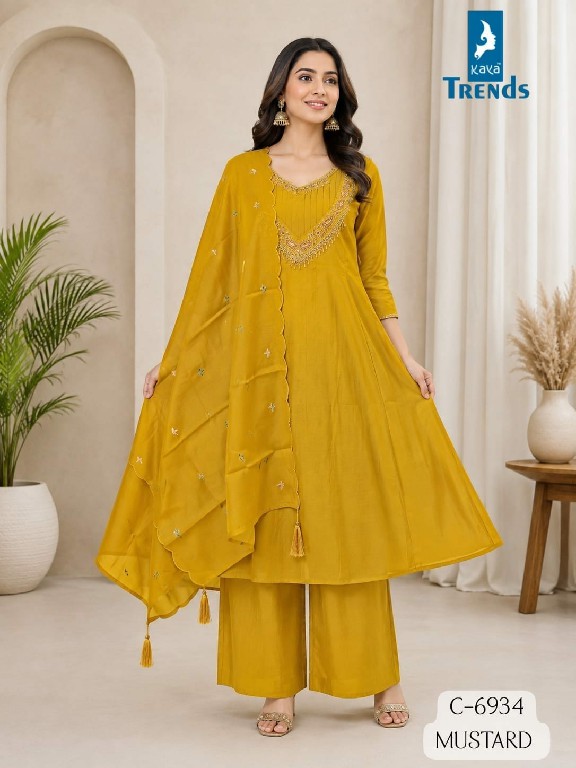 KAYA D.NO 6934 WHOLESALE READYMADE CORAL GHERA FANCY WORK BIG SIZE 3 PCS COMBO SET SUITS EXPORTER