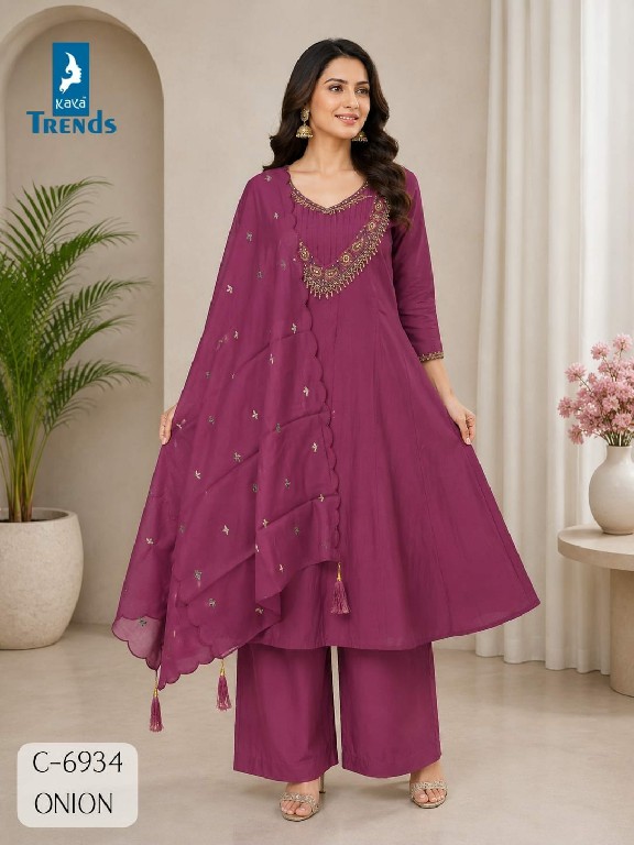 KAYA D.NO 6934 WHOLESALE READYMADE CORAL GHERA FANCY WORK BIG SIZE 3 PCS COMBO SET SUITS EXPORTER