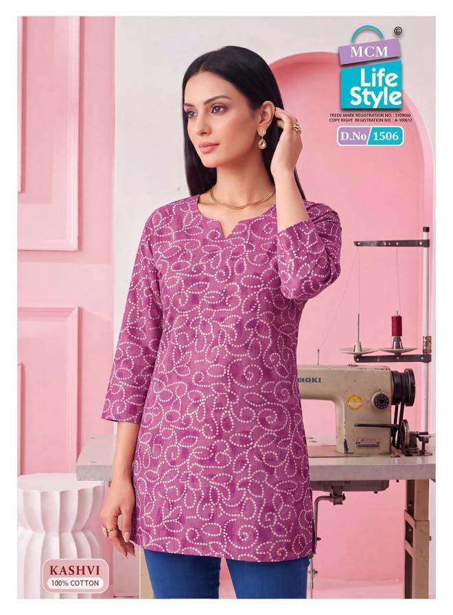 MCM LIFESTYLE KASHVI VOL 15 WHOLESALOE READYMADE PURE COTTON PRINTED CASUAL WEAR SHORT TOPS FOR EXPORT