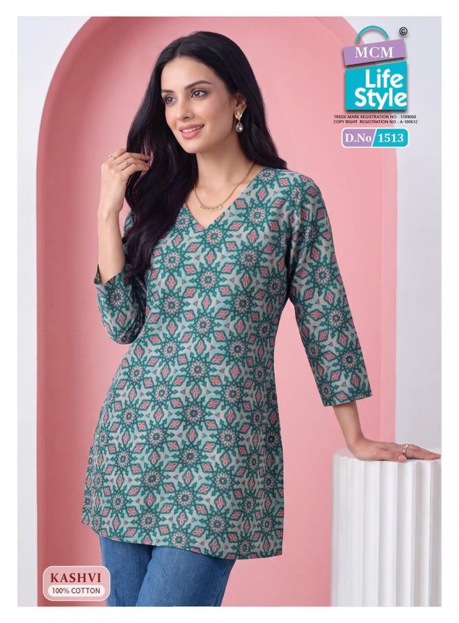 MCM LIFESTYLE KASHVI VOL 15 WHOLESALOE READYMADE PURE COTTON PRINTED CASUAL WEAR SHORT TOPS FOR EXPORT