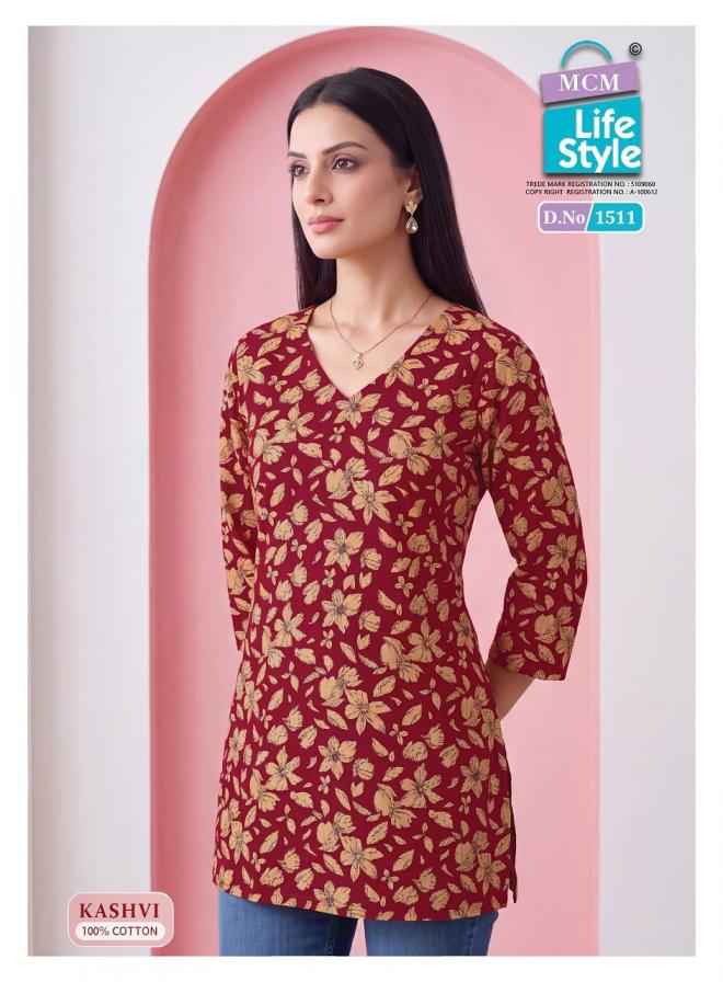 MCM LIFESTYLE KASHVI VOL 15 WHOLESALOE READYMADE PURE COTTON PRINTED CASUAL WEAR SHORT TOPS FOR EXPORT