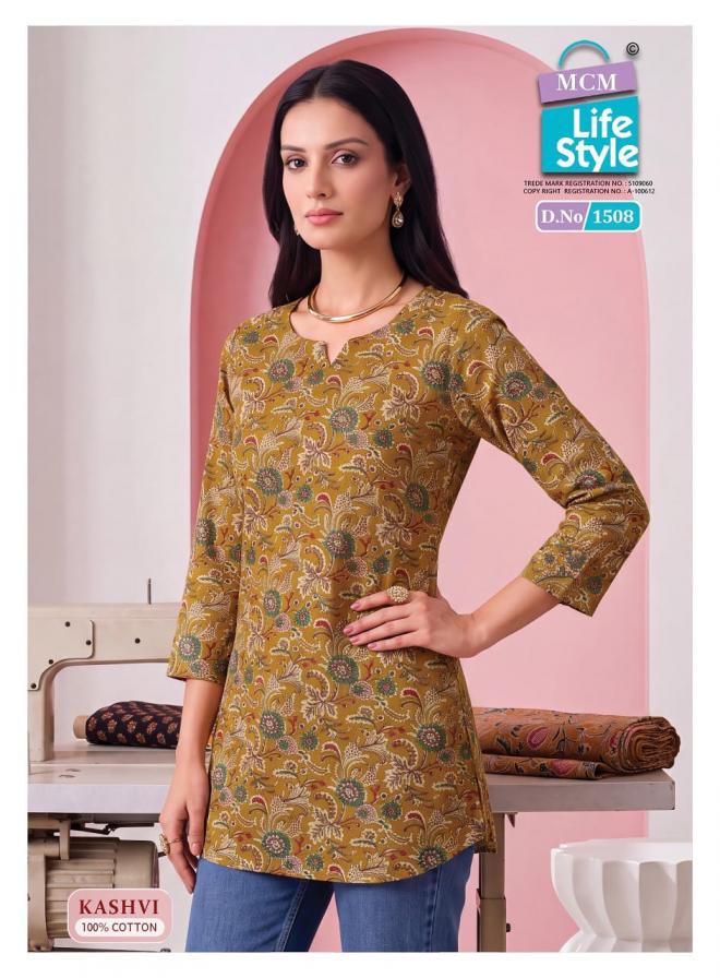 MCM LIFESTYLE KASHVI VOL 15 WHOLESALOE READYMADE PURE COTTON PRINTED CASUAL WEAR SHORT TOPS FOR EXPORT
