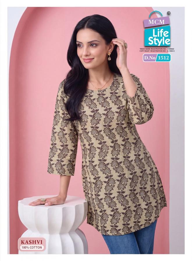 MCM LIFESTYLE KASHVI VOL 15 WHOLESALOE READYMADE PURE COTTON PRINTED CASUAL WEAR SHORT TOPS FOR EXPORT