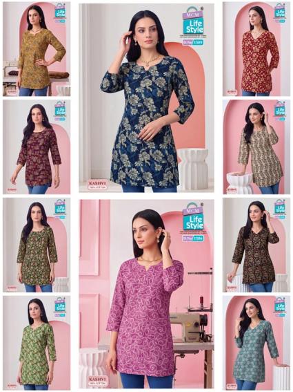 MCM LIFESTYLE KASHVI VOL 15 WHOLESALOE READYMADE PURE COTTON PRINTED CASUAL WEAR SHORT TOPS FOR EXPORT
