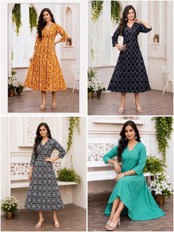 HIAARA SCARLET VOL 1 WHOLESALE READYMADE PURE COTTON ANARKALI FLAIR STYLE KURTIS FOR WOMEN ONLINE