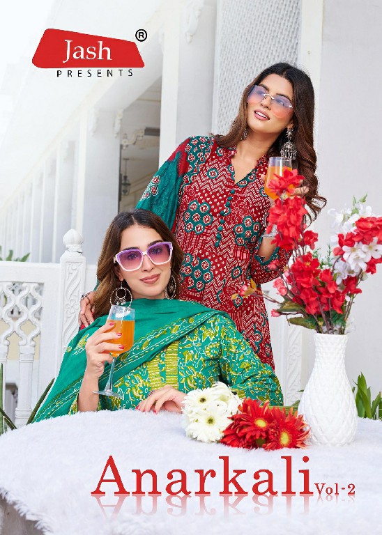JASH ANARKALI VOL 2 WHOLESALE READYMADE COTTON PRINTED ANARKALI STYLE PRETTY 3 PCS SUITS SUPPLIER
