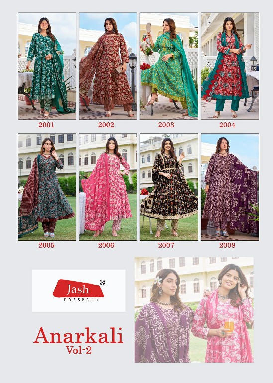 JASH ANARKALI VOL 2 WHOLESALE READYMADE COTTON PRINTED ANARKALI STYLE PRETTY 3 PCS SUITS SUPPLIER