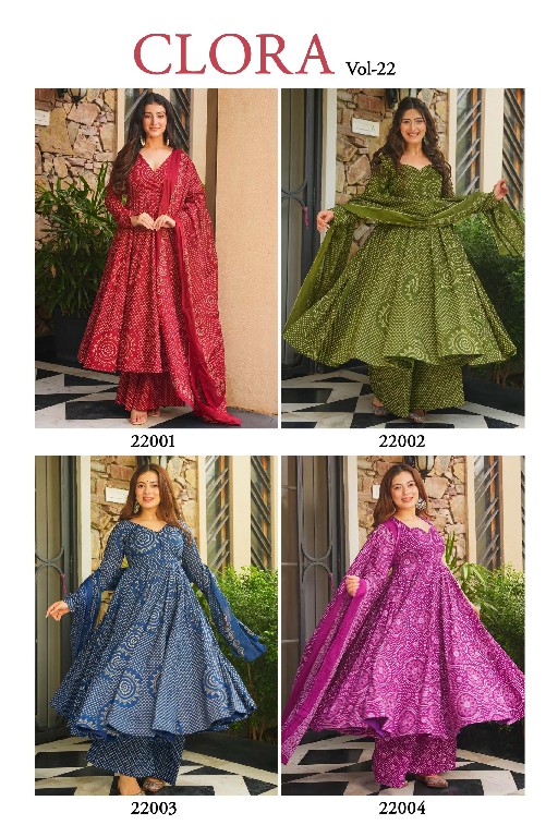 LUCAYA CLORA VOL 22 WHOLESALE READYMADE CAMBRIC COTTON PRINTED FULL FLARED BIG SIZE BEAUTIFUL 3 PCS SUITS EXPORTER