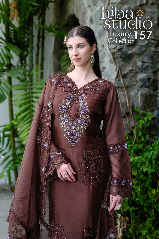 HIBA STUDIO D.NO LPC-157 WHOLESALE READYMADE ORGANZA PRETTY LOOK 3 PCS COMBO SET SUITS FOR EXPORT