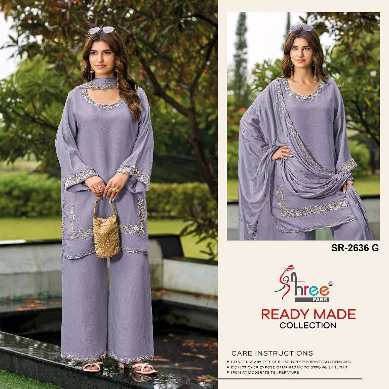 SHREE FABS R-2636 WHOLESALE READYMADE VISCOSE GLASS SATIN ELEGANT 3 PCS SUITS EXPORTER