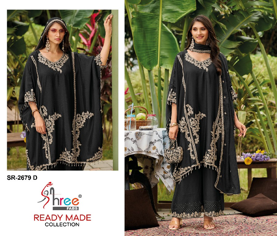 SHREE FABS R-2679 WHOLESALE READYMADE CHINON SILK WITH WORK KAFTAN STYLE 3 PCS SUITS SUPPLIER