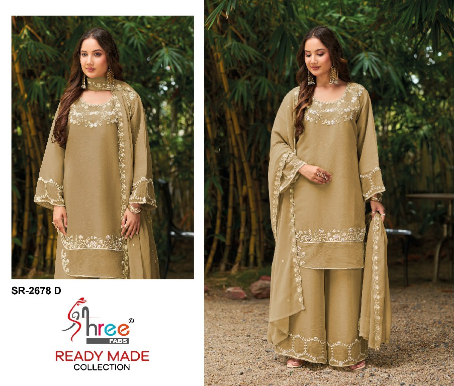 SHREE FABS R-2678 WHOLESALE READYMADE VISCOSE GLASS CHIFFON MINIMAL WORK DESIGN 3 PCS SUITS FOR EXPORT