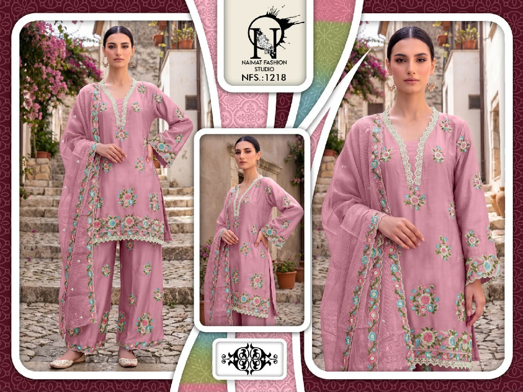 NAIMAT FASHION D.NO NFS-1218 WHOLESALE READYMADE CHIFFON DESIGNER 3 PCS COMBO SET SUITS EXPORTER