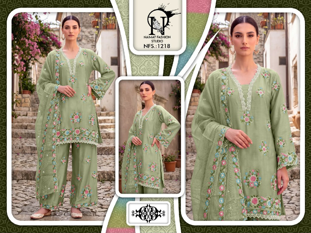 NAIMAT FASHION D.NO NFS-1218 WHOLESALE READYMADE CHIFFON DESIGNER 3 PCS COMBO SET SUITS EXPORTER