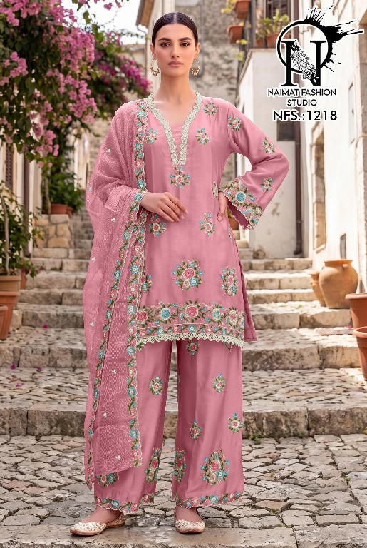 NAIMAT FASHION D.NO NFS-1218 WHOLESALE READYMADE CHIFFON DESIGNER 3 PCS COMBO SET SUITS EXPORTER