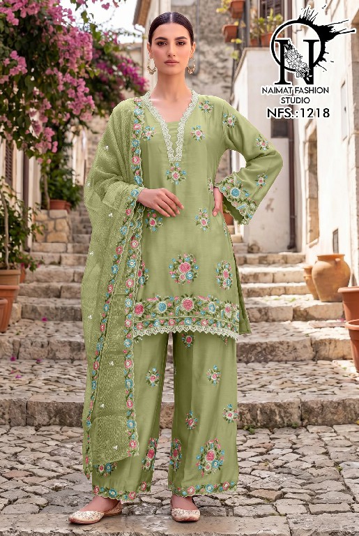 NAIMAT FASHION D.NO NFS-1218 WHOLESALE READYMADE CHIFFON DESIGNER 3 PCS COMBO SET SUITS EXPORTER