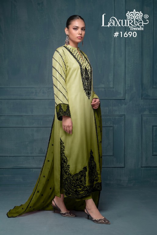 LAXURIA TRENDZ D.NO 1690 WHOLESALE READYMADE SATIN UNIQUE STYLISH 3 PCS SUITS SUPPLIER