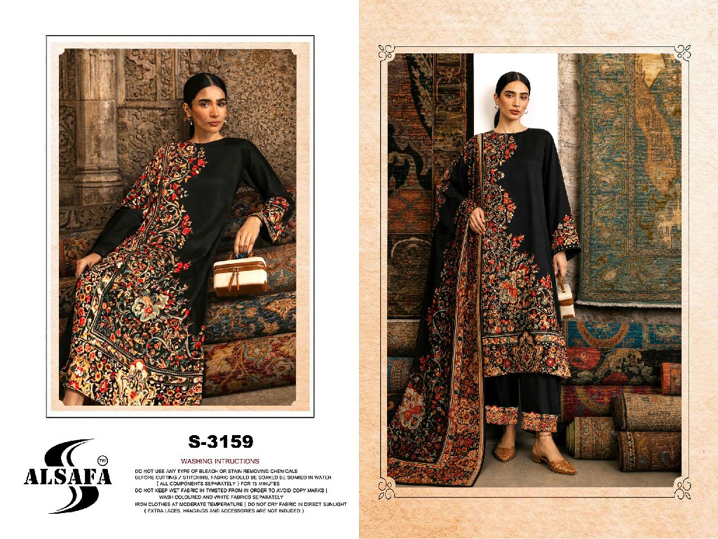 ALSAFA D.NO 3159 WHOLESALE READYMADE IMPORTED MALAI SATIN DIGITAL PRINTED 3 PCS SUITS SUPPLIER