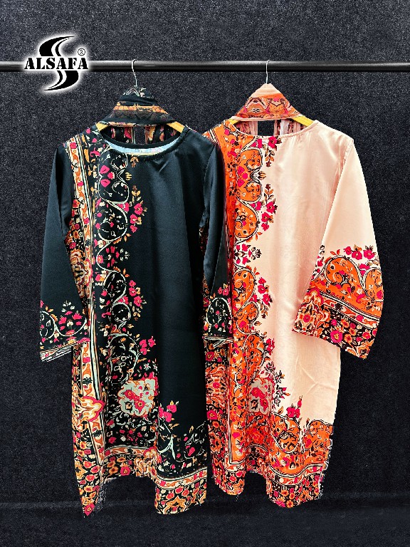 ALSAFA D.NO 3159 WHOLESALE READYMADE IMPORTED MALAI SATIN DIGITAL PRINTED 3 PCS SUITS SUPPLIER